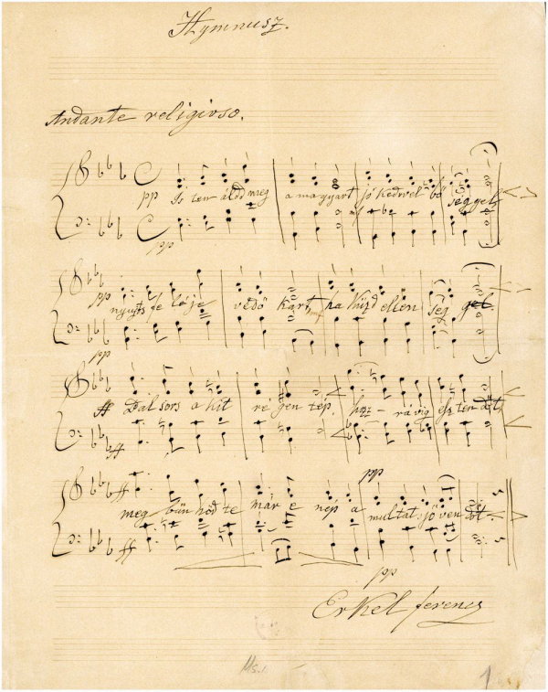 Erkel Ferenc, a Hymnus kottája
