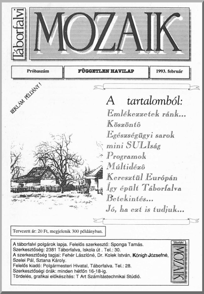 Táborfalvi MOZAIK 1993. február (próbaszám)