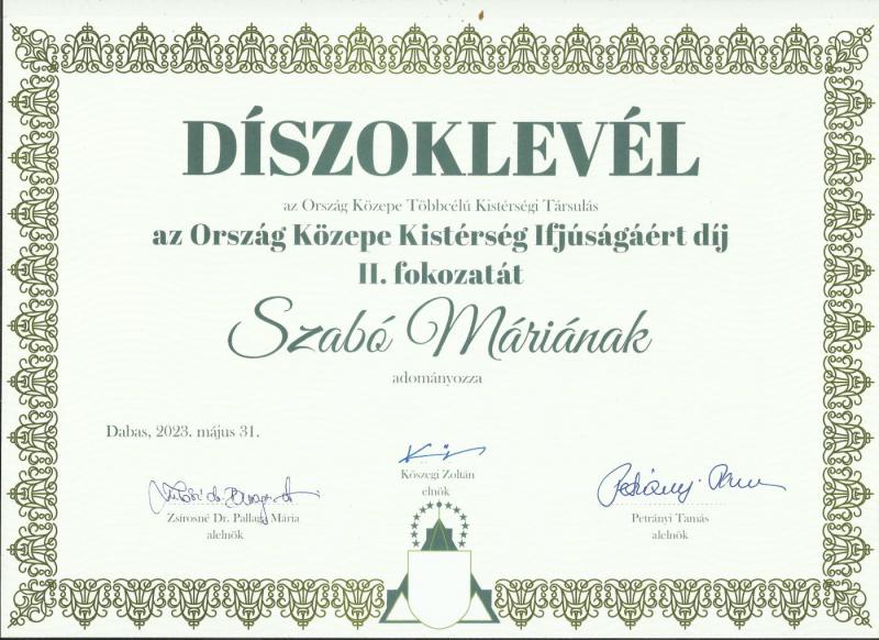Gratulálunk Szabó Marikának!
