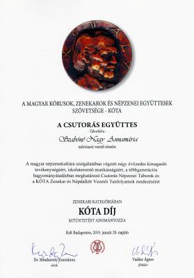 KÓTA Díj: Csutorás Együttes - Táborfalvi Népzenei Mûhely