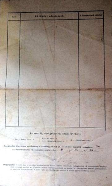 Osztályozási értesítõ szentmártoni Darnay Arzén növendékrõl az 1920/21. tanévre